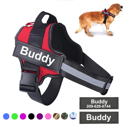 Personalised Dog Harness, NO PULL Reflective Breathable Adjustable Pet Harness Vest For Small And Large Dogs